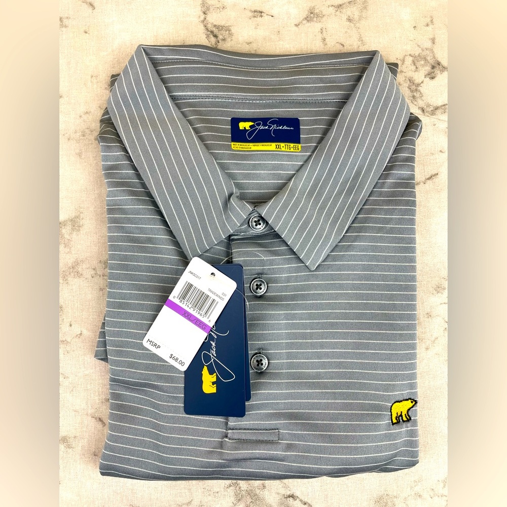 Jack Nicklaus Grey Striped Golf Polo NWT